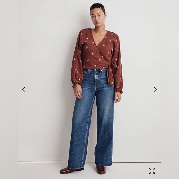 NWT Madewell Mahogany Lightspun Maira Wrap Top - Picture 3 of 10